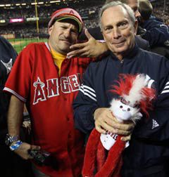 Mayor Bloomberg...holding an Angels rally monkey?!?!?